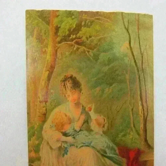Victorian Art Print Mother Child Happy Hours Woods True & Co Antique 1880 - Picture 8 of 12